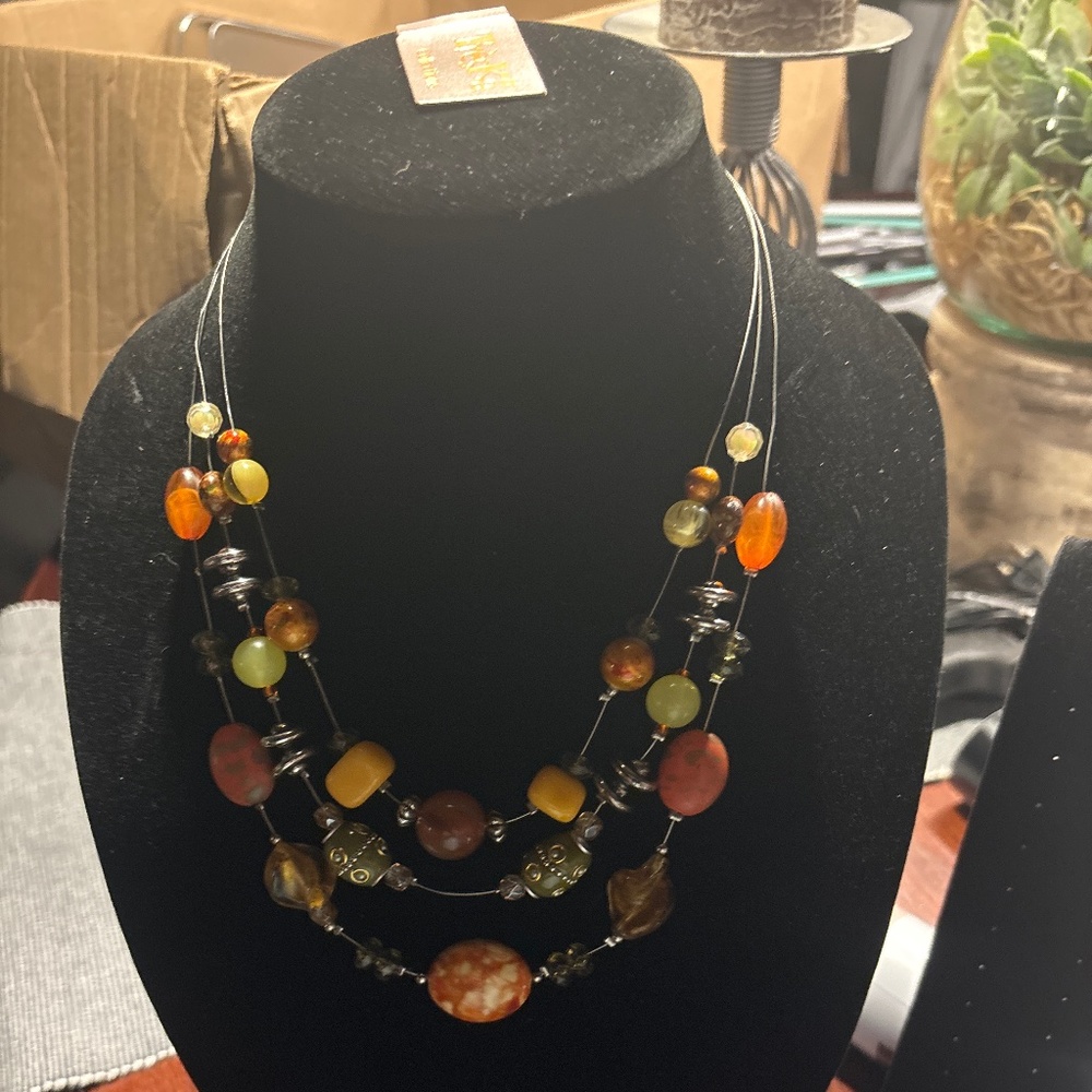 Treska 3 tiered glass bead neclace